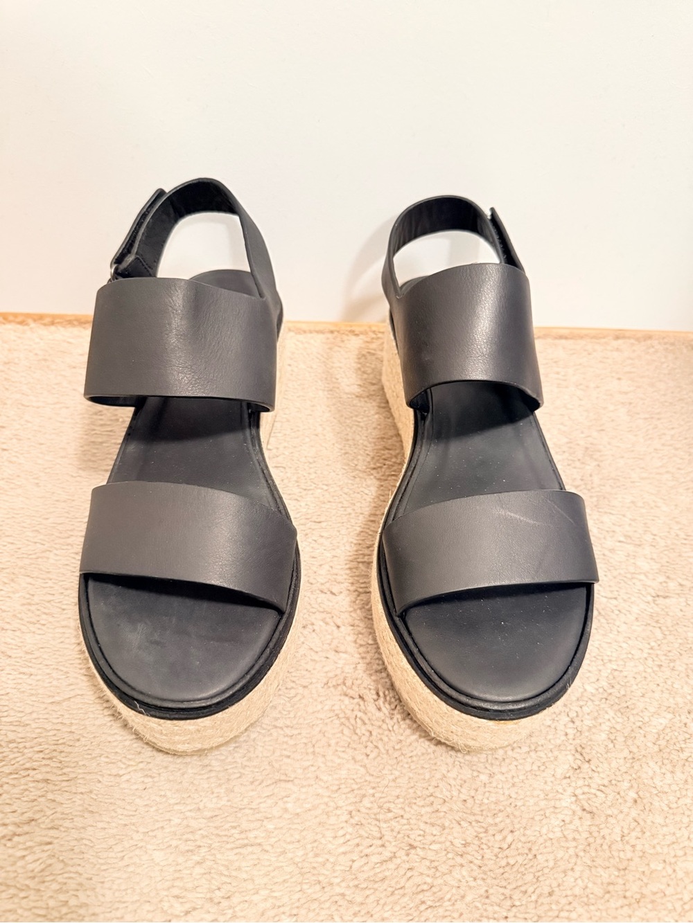 Vince Black Leather Platform Espadrille Sandals | Size 9 | Made in Italy